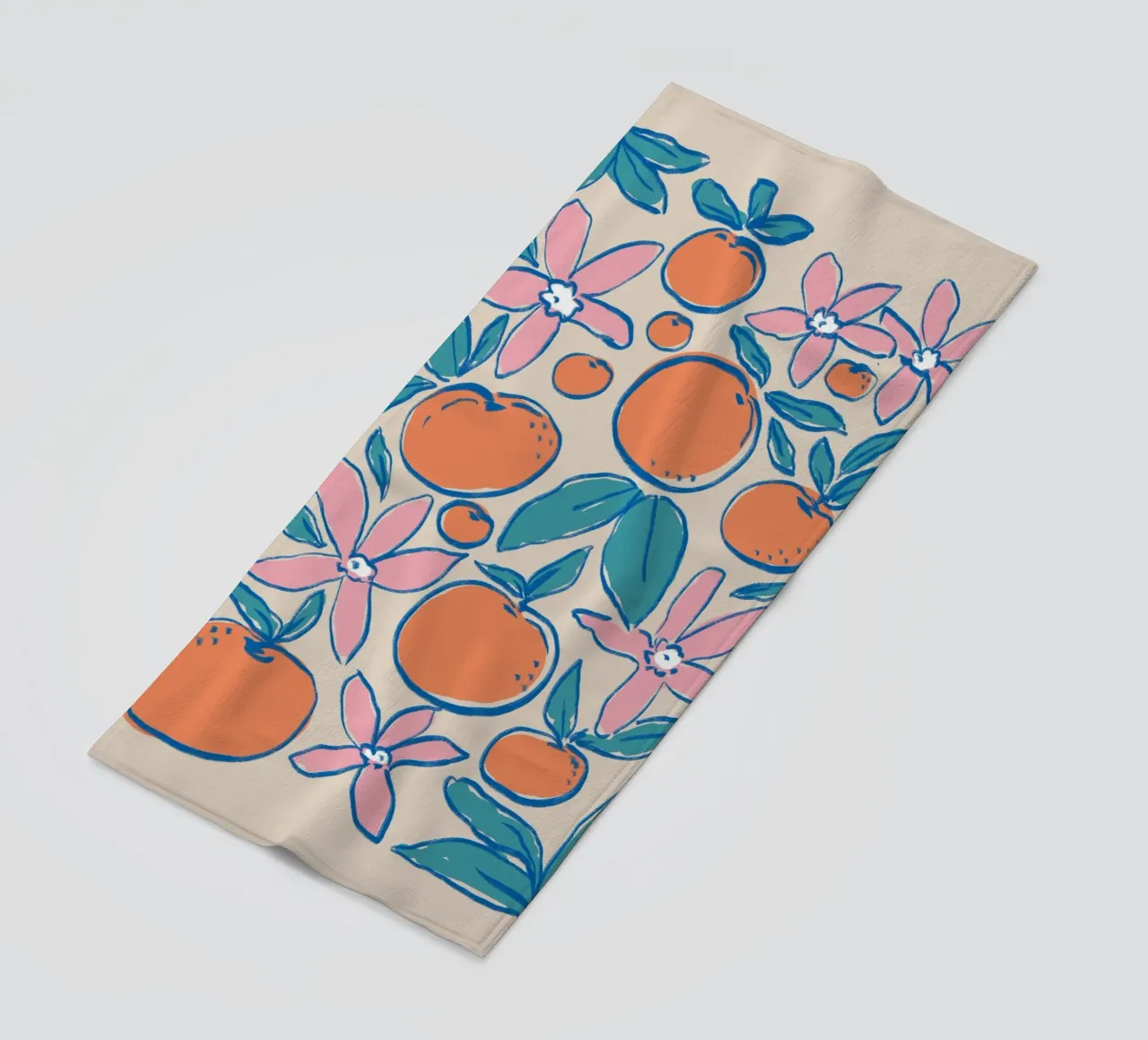 Colorful Orange Blossom Art beach towel by Melloi Art Print