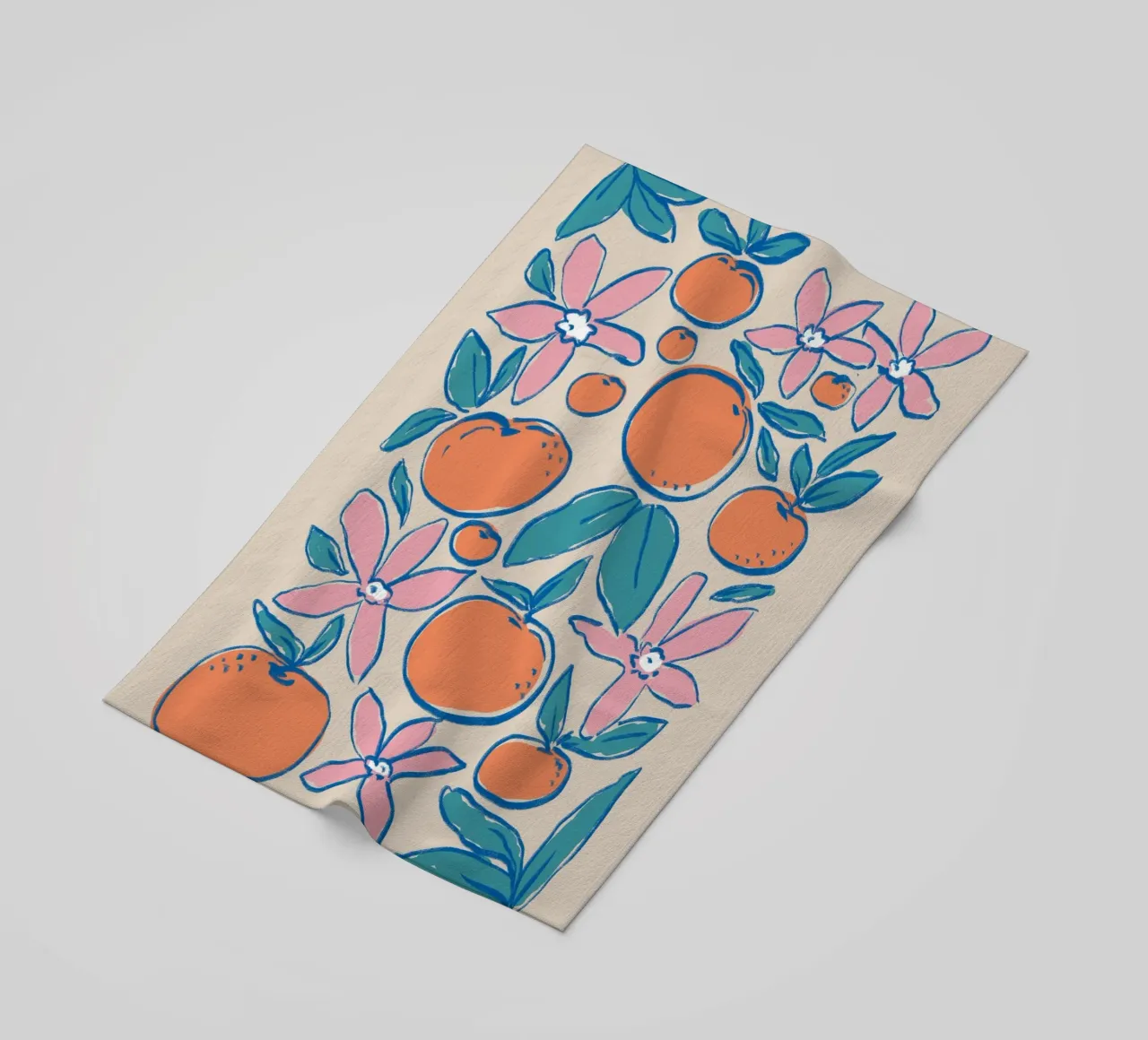Colorful Orange Blossom Art beach towel by Melloi Art Print