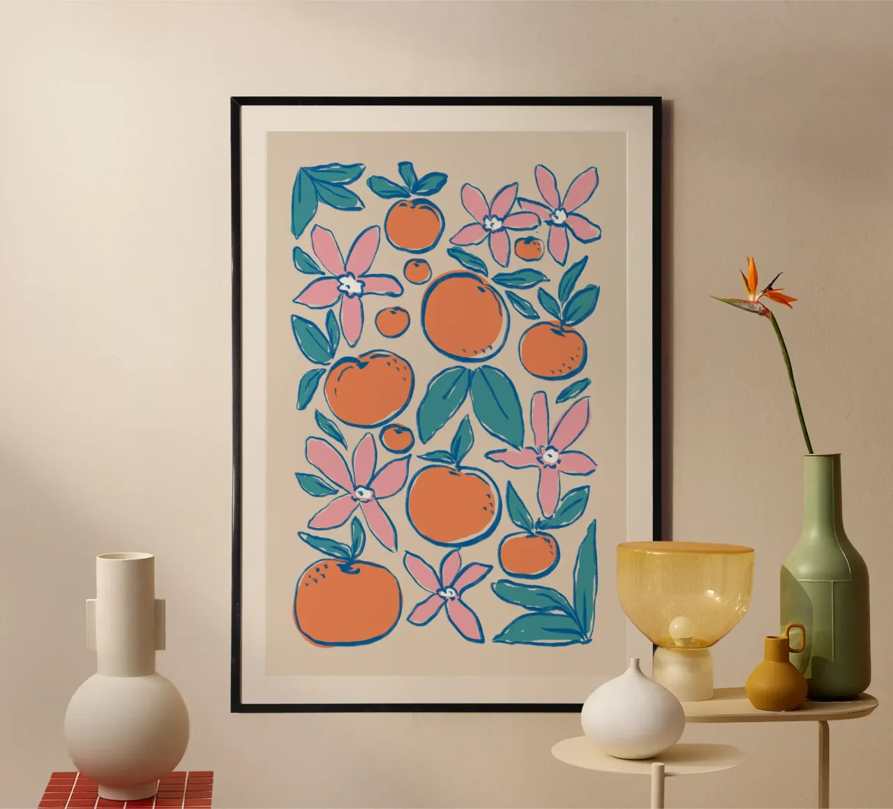 Colorful Orange Blossom Art poster by Melloi Art Print