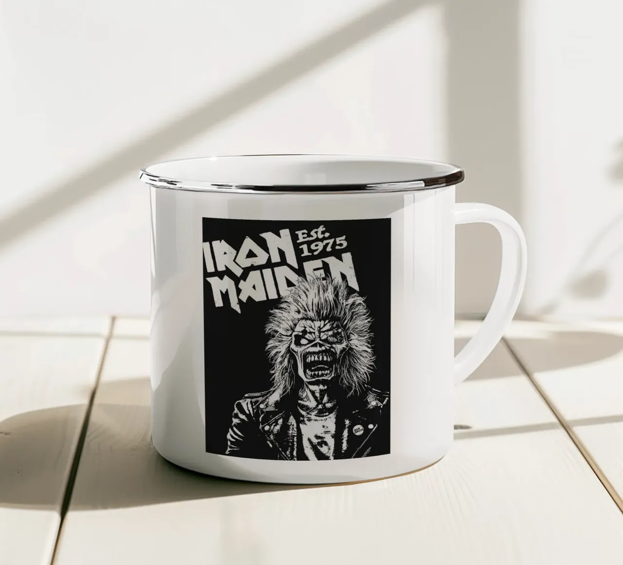 iron maiden band art tazza in smalto da vanhesling