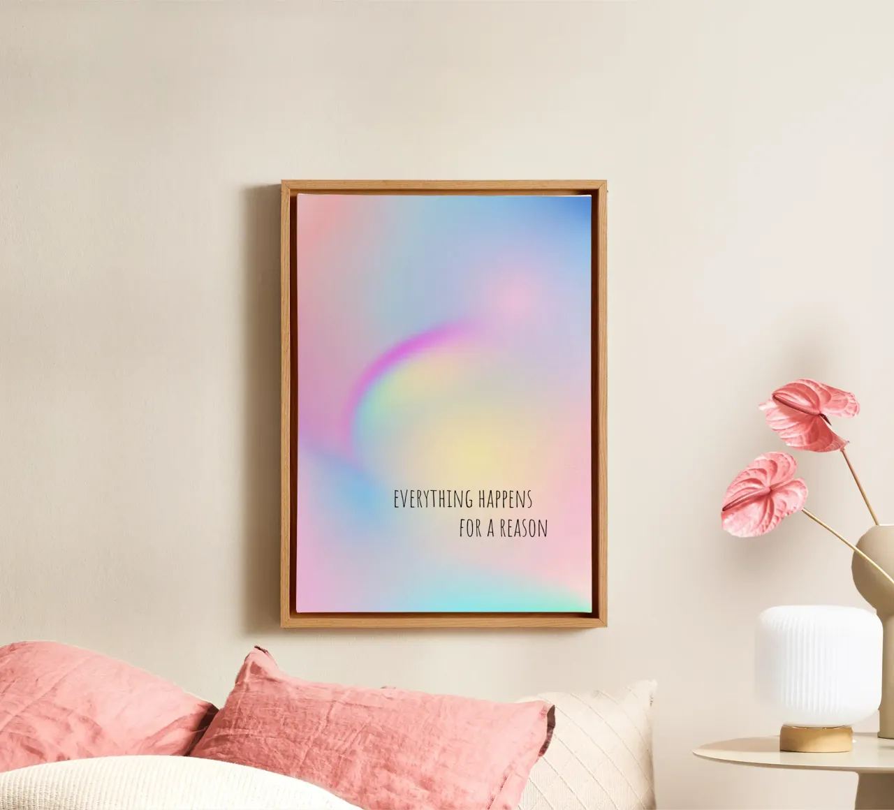 Everything happens for a reason - Aura - Dopamine decor tela con Cornice a cassetta da keinkonzept