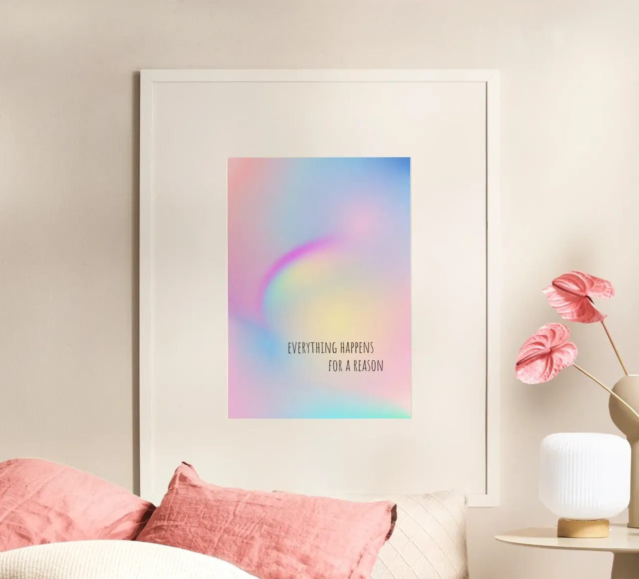 Everything happens for a reason - Aura - Dopamine decor poster con telaio in alluminio da keinkonzept