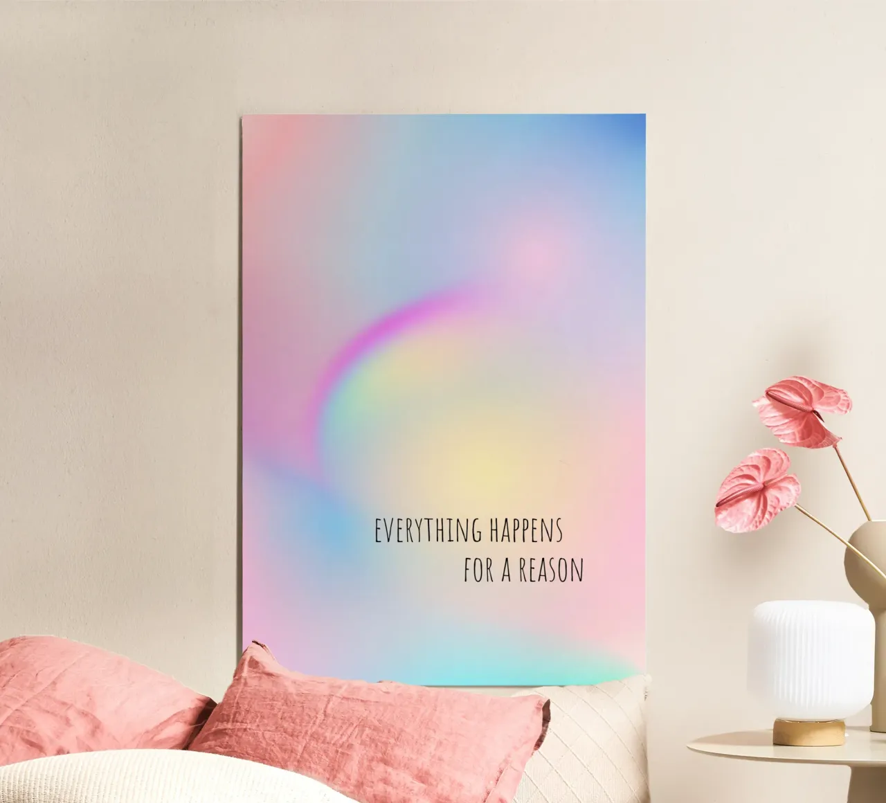 Everything happens for a reason - Aura - Dopamine decor poster con telaio in alluminio da keinkonzept