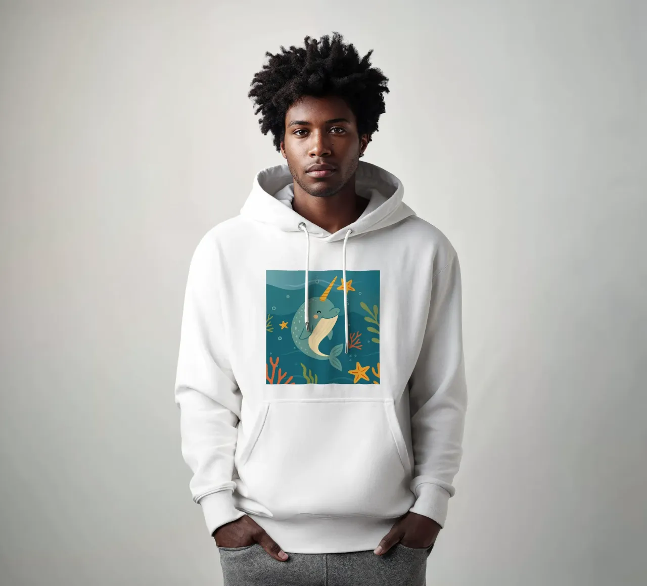 Narval en el mar - El unicornio de los océanos sudadera con capucha de namosh