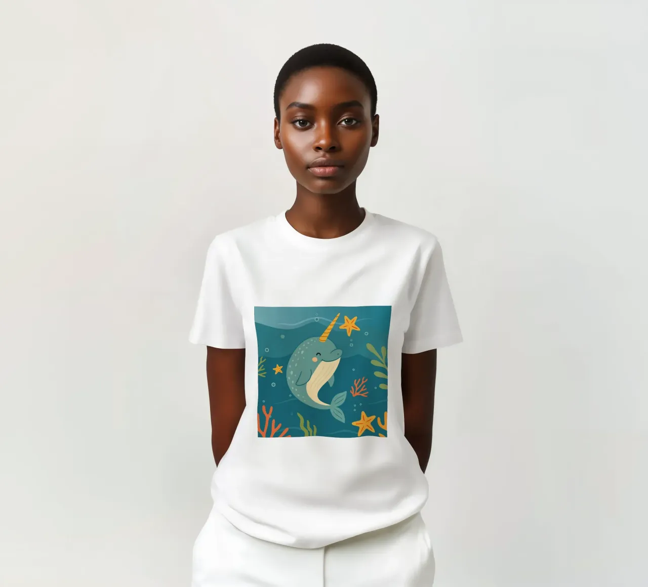 Narwhal in the sea - The unicorn of the oceans t-shirt by namosh