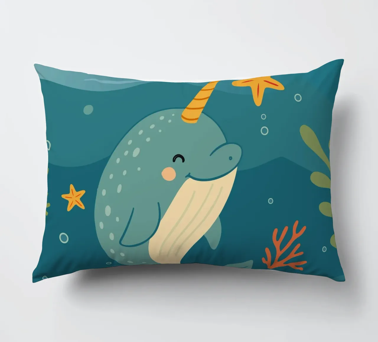 Narwhal in the sea - The unicorn of the oceans decorative cushion by namosh