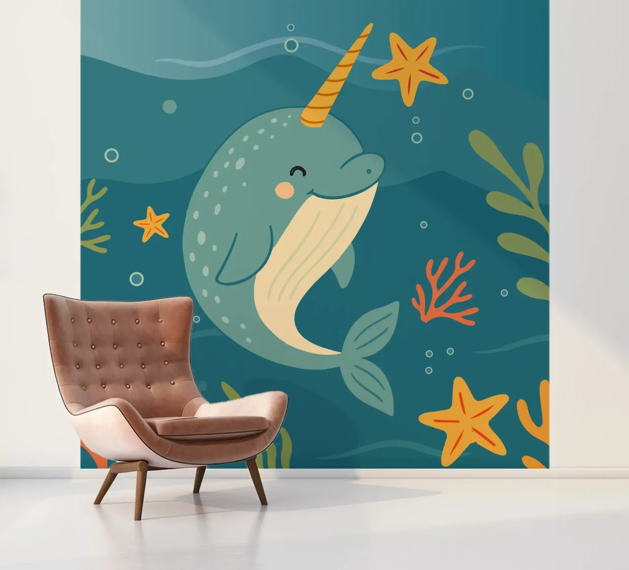 Narwhal in the sea - The unicorn of the oceans photo wallpaper by namosh