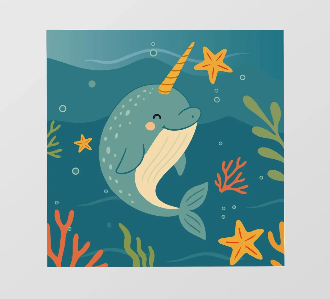 Narwhal in the sea - The unicorn of the oceans photo wallpaper by namosh