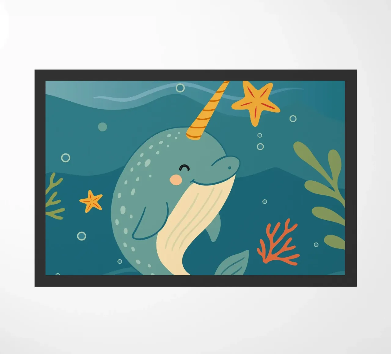 Narwhal in the sea - The unicorn of the oceans doormat by namosh