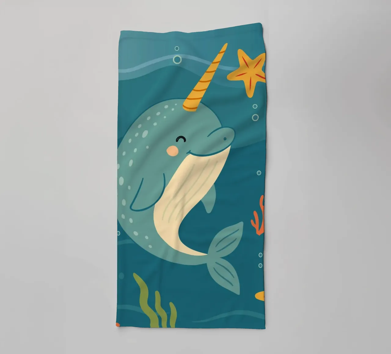 Narwhal in the sea - The unicorn of the oceans towel by namosh