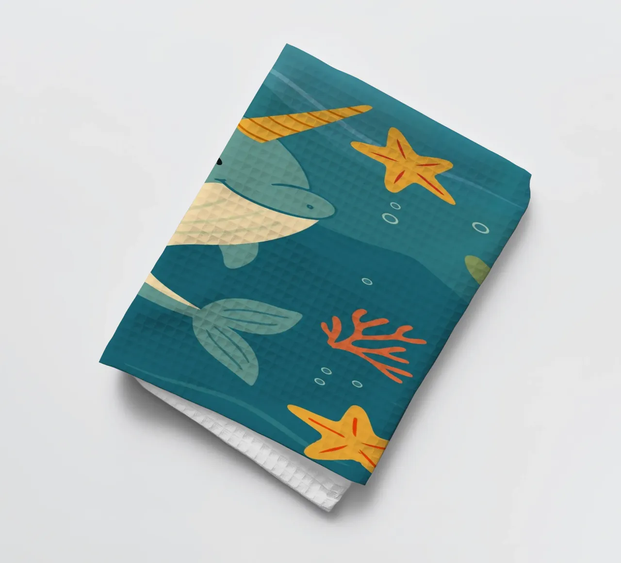 Narwhal in the sea - The unicorn of the oceans tea towel by namosh