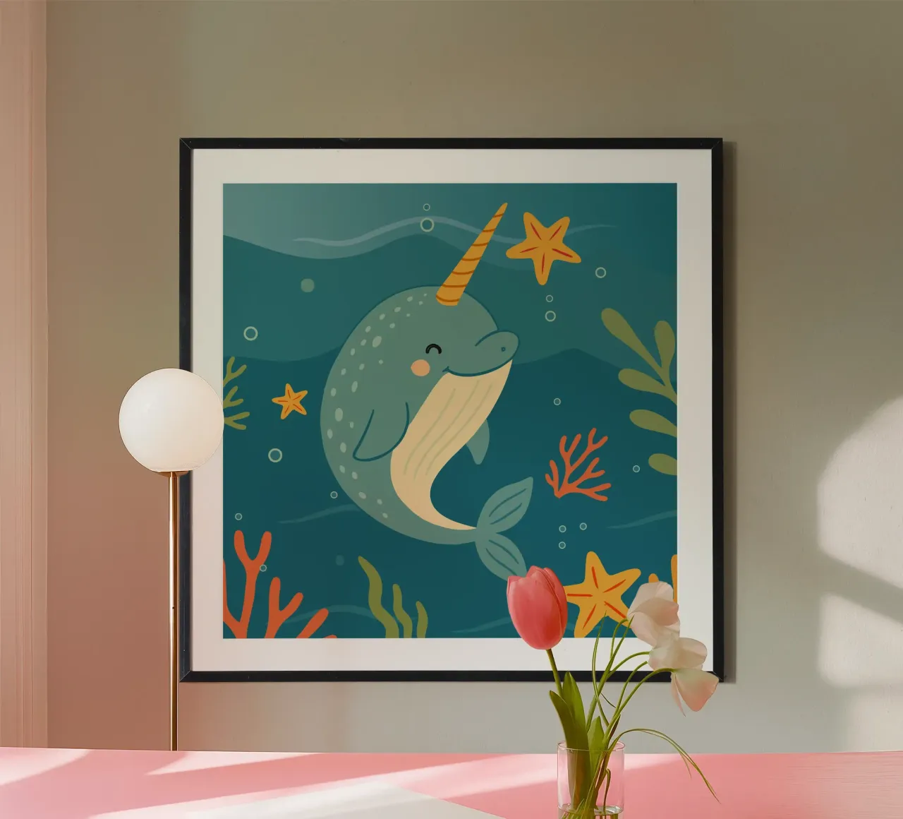 Narwhal in the sea - The unicorn of the oceans poster by namosh