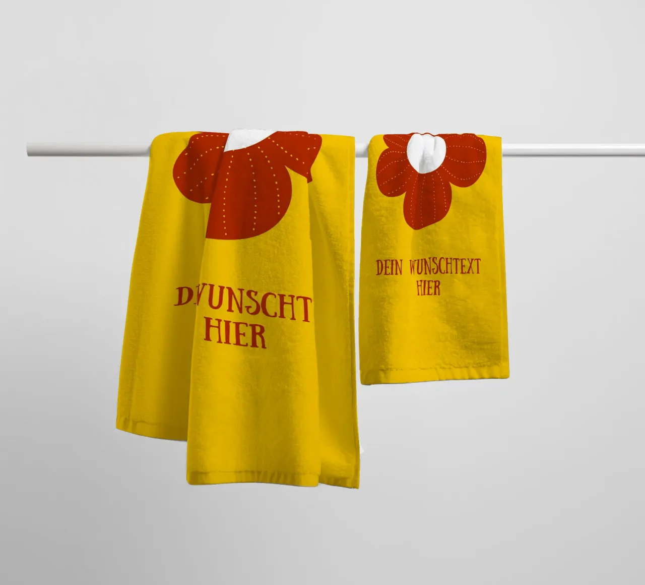 Retro Blume auf senfgelb mit Wunschtext asciugamano da bagno da BAINAI