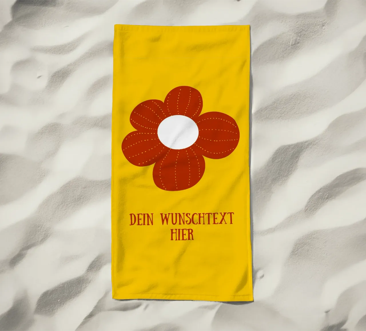 Retro Blume auf senfgelb mit Wunschtext telo mare da BAINAI