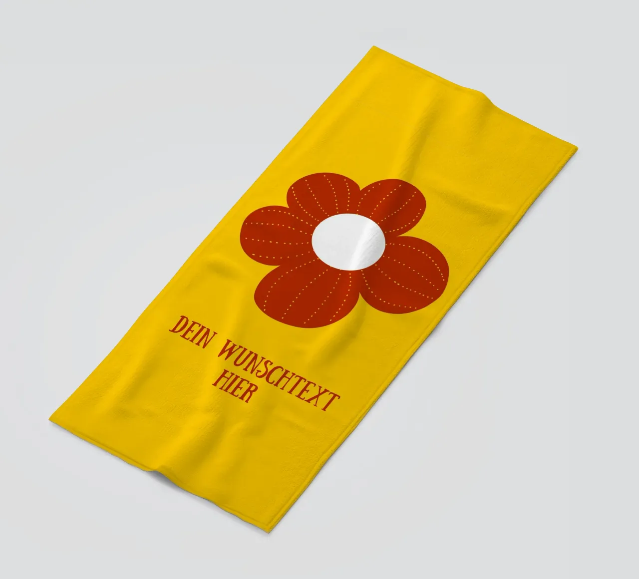 Retro Blume auf senfgelb mit Wunschtext telo mare da BAINAI