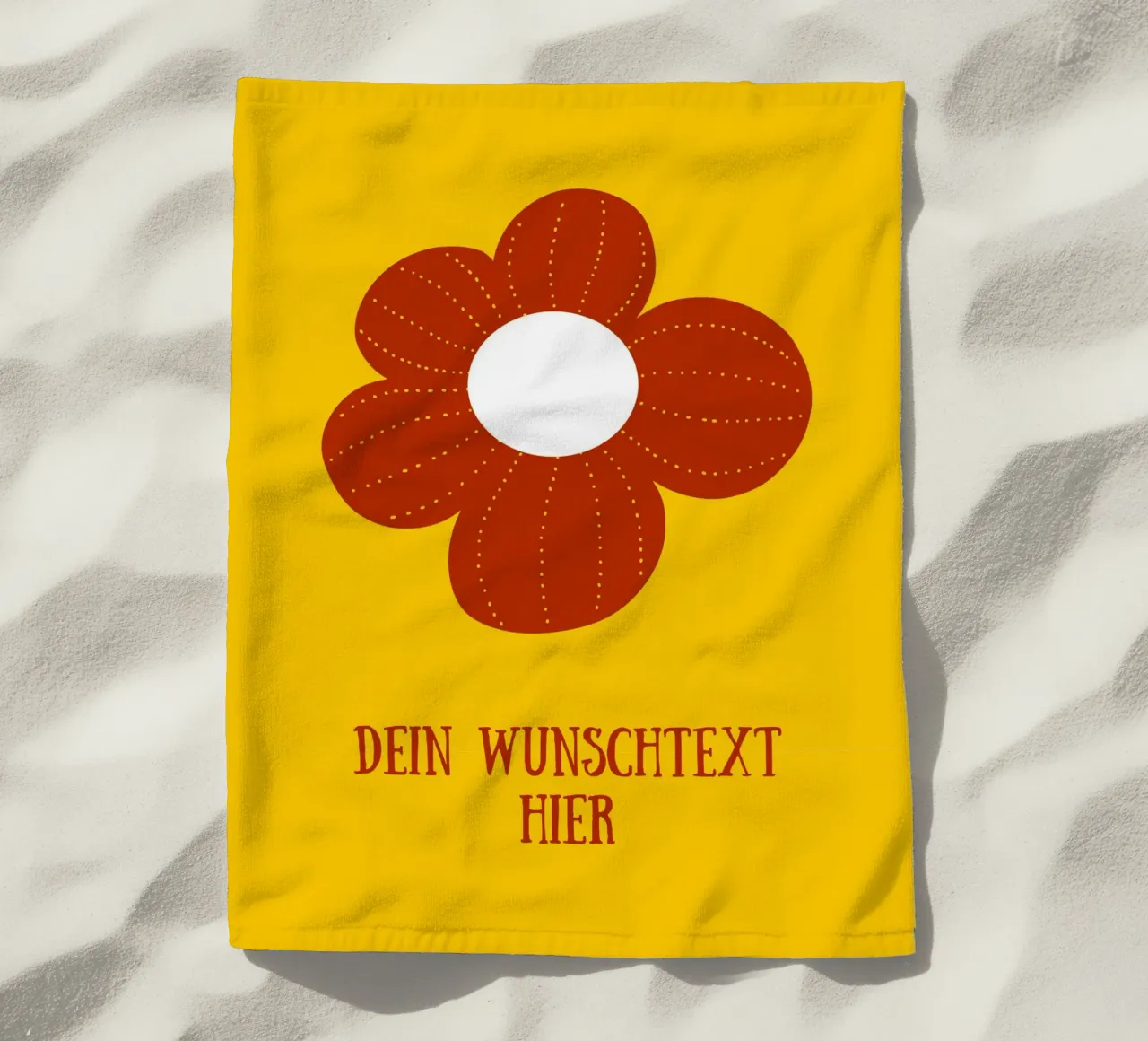 Retro Blume auf senfgelb mit Wunschtext telo mare da BAINAI