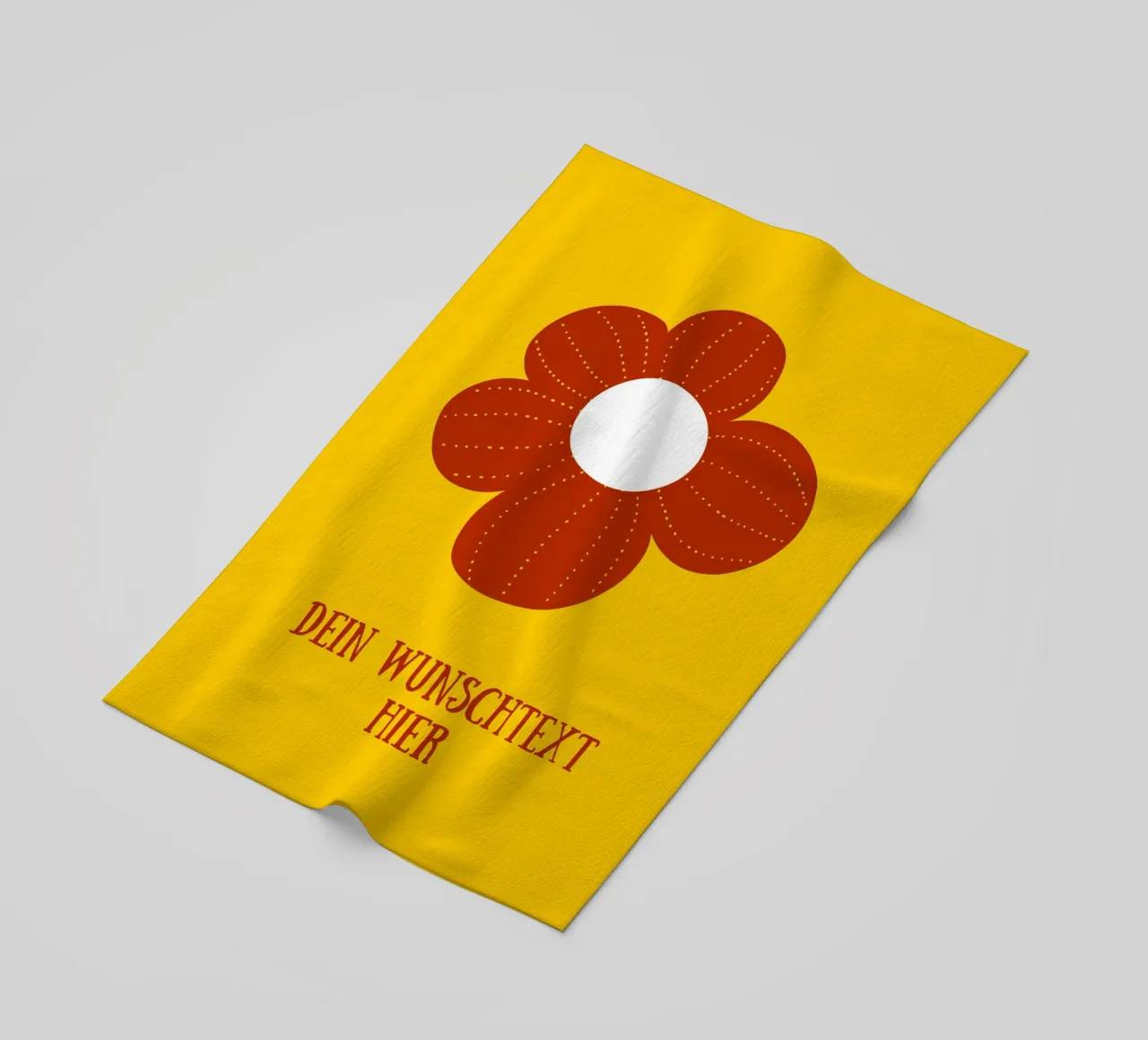 Retro Blume auf senfgelb mit Wunschtext telo mare da BAINAI