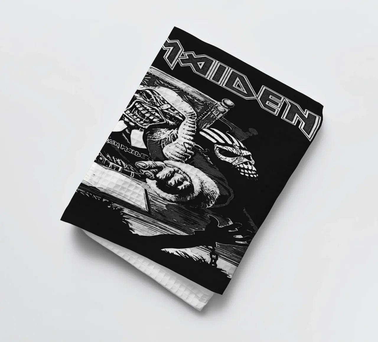 iron maiden band art tea towel by vanhesling
