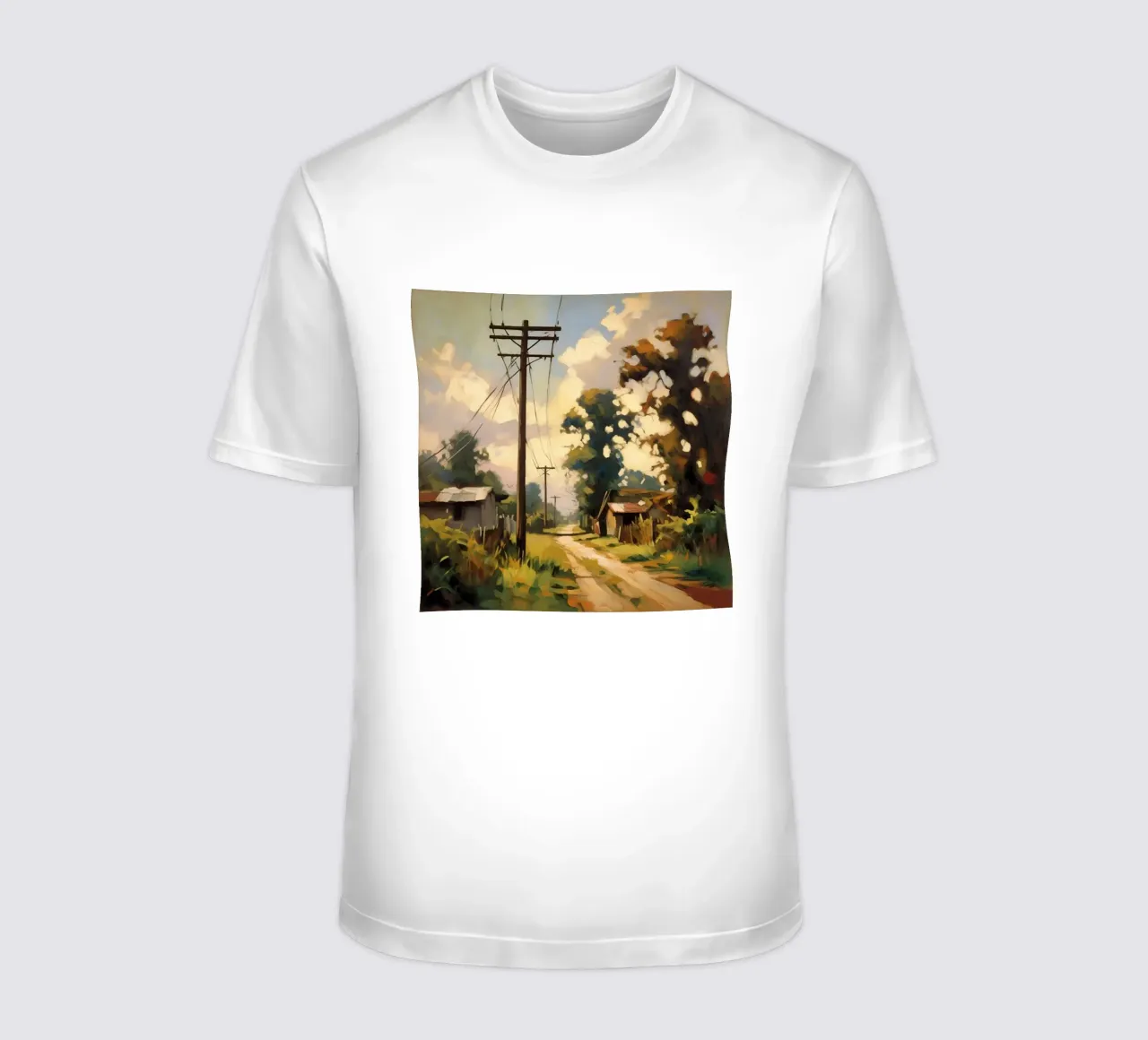 Palo di legno su una strada di campagna t-shirt da Earthly Visions