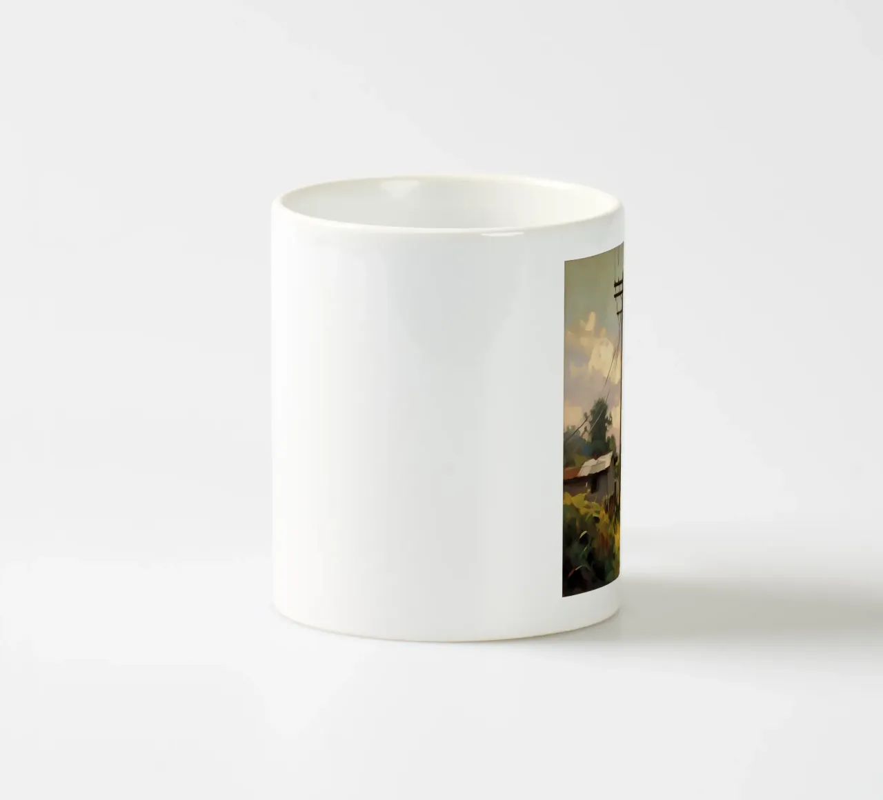 Palo di legno su una strada di campagna tazza in ceramica da Earthly Visions