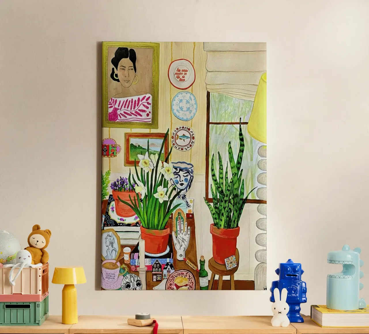 Books And Plants tela con Cornice a cassetta da Paloma Kua