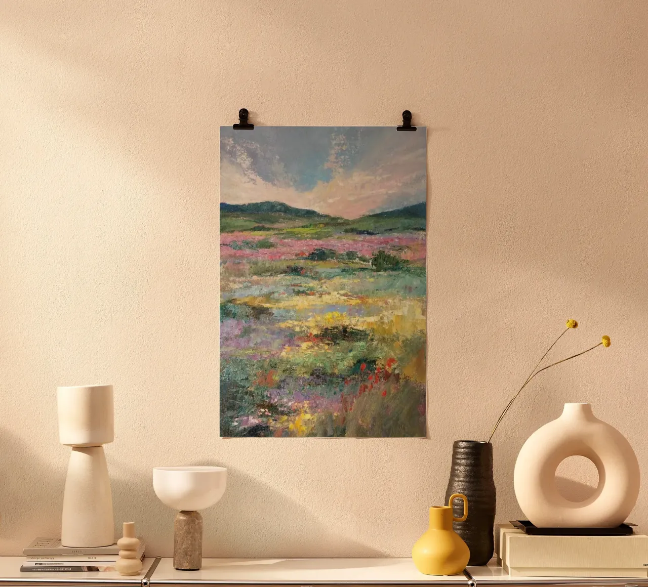 fiore colorato campo erba natura claude monet poster con telaio in alluminio da belong shop