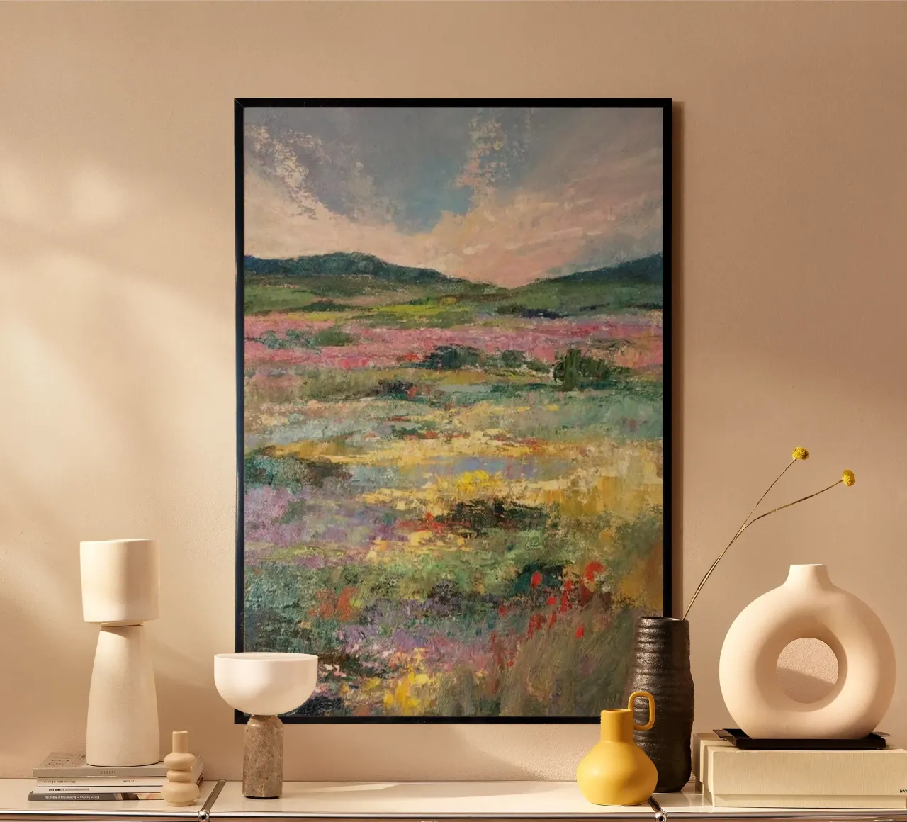 fiore colorato campo erba natura claude monet poster con telaio in alluminio da belong shop
