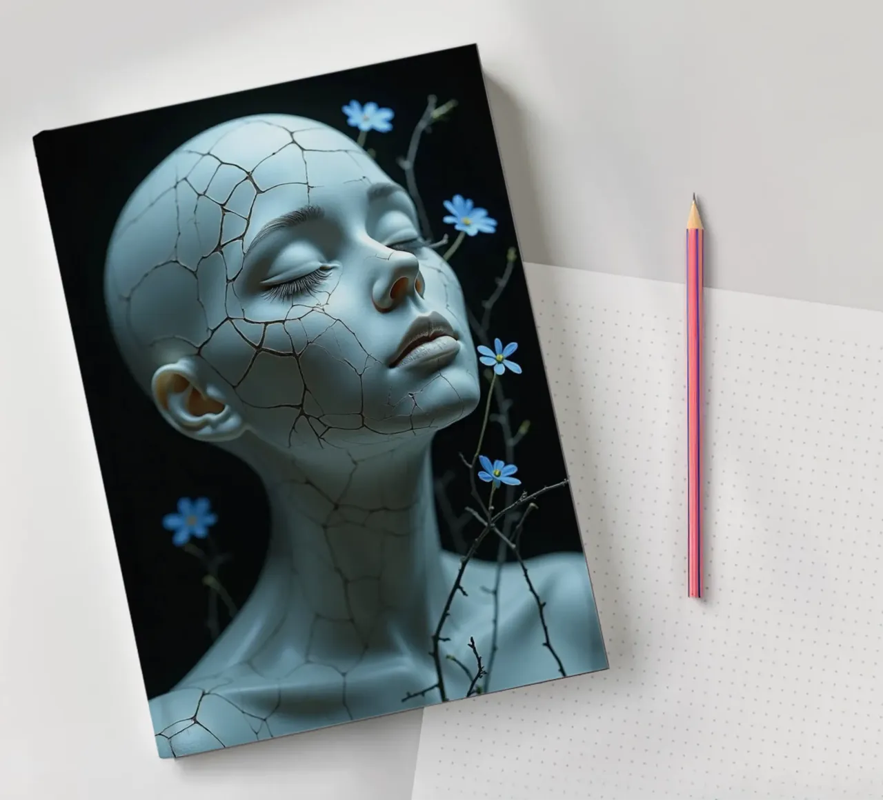 Cracks Where Light Rests notebook by Dustlight Atelier