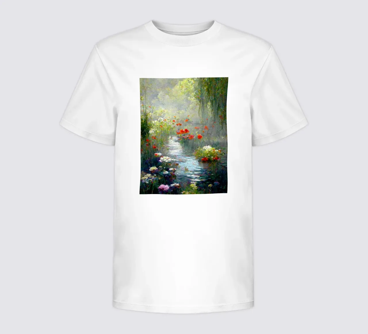 marsh full of colorful flowers claude monet kids t-shirt by belong shop