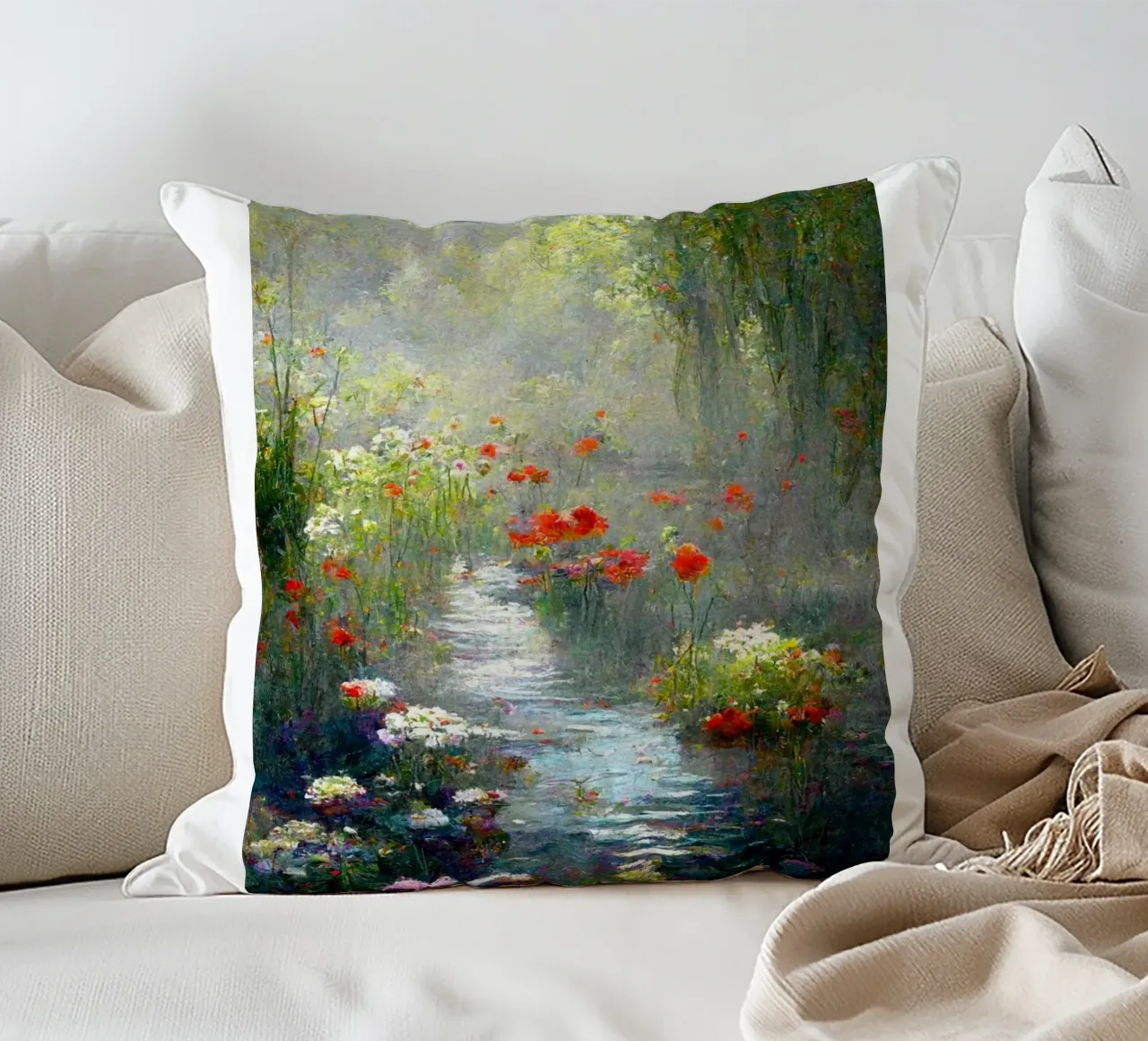 palude piena di fiori colorati claude monet cuscino da belong shop