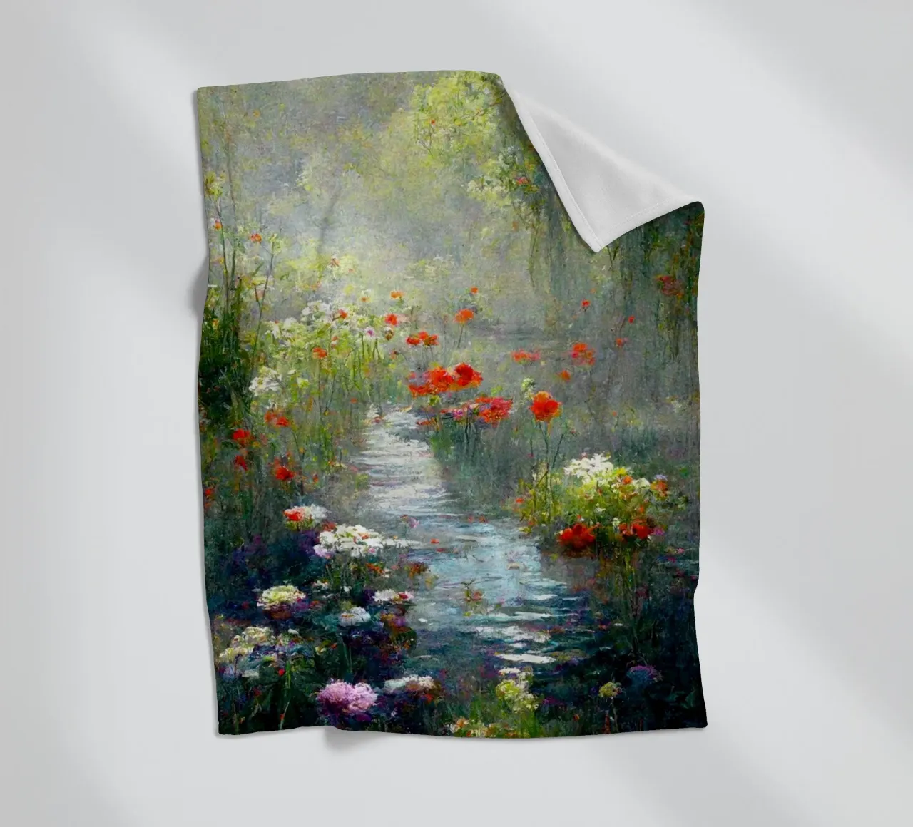 palude piena di fiori colorati claude monet coperta in pile da belong shop