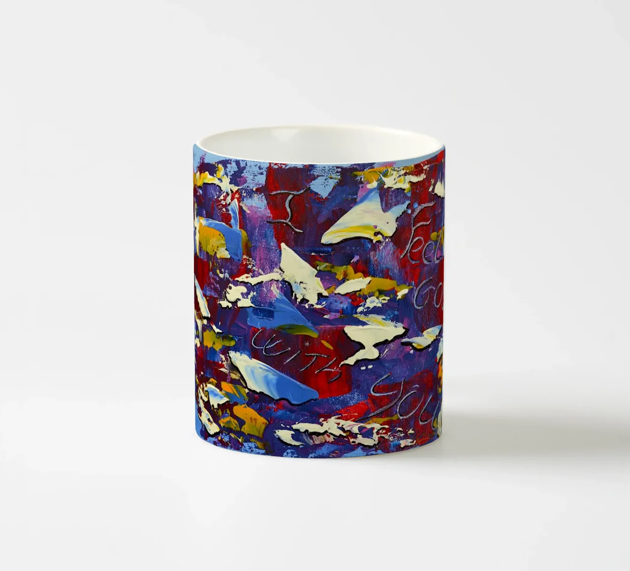 MESSAGGIO NASCOSTO MI SENTO BENE CON TE. tazza in ceramica da Thierry Vobmann Abstract painting
