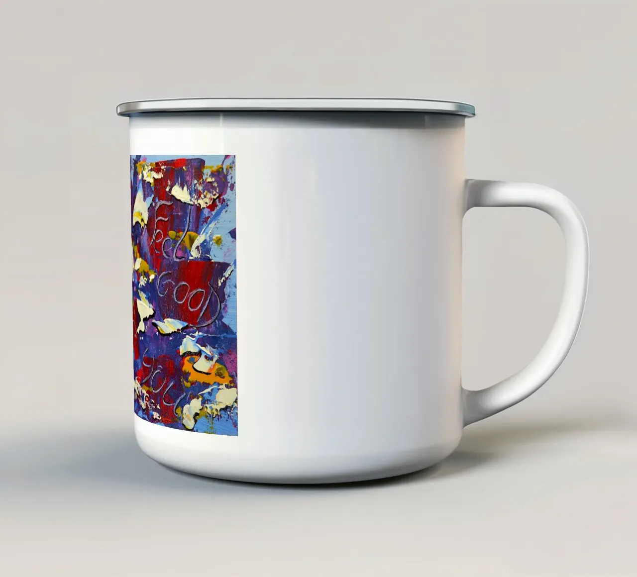 MESSAGGIO NASCOSTO MI SENTO BENE CON TE. tazza in smalto da Thierry Vobmann Abstract painting