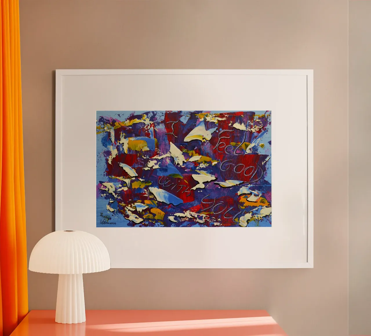 MESSAGGIO NASCOSTO MI SENTO BENE CON TE. poster con telaio in plastica da Thierry Vobmann Abstract painting