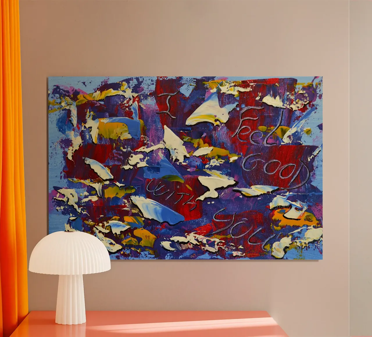 MESSAGGIO NASCOSTO MI SENTO BENE CON TE. poster con telaio in plastica da Thierry Vobmann Abstract painting