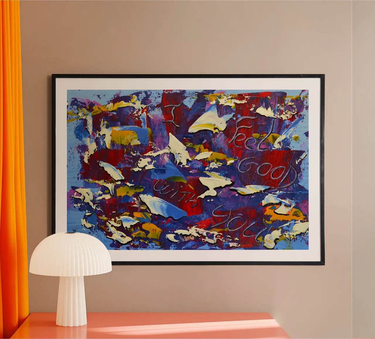 MESSAGGIO NASCOSTO MI SENTO BENE CON TE. poster con telaio in plastica da Thierry Vobmann Abstract painting