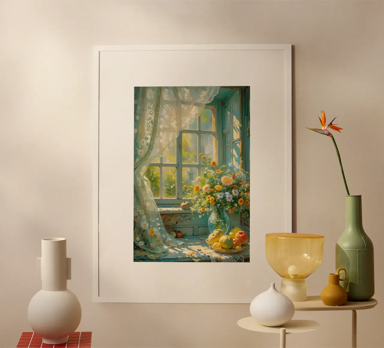 vase à fleurs et décor de fenêtre à fruits claude monet poster de belong shop