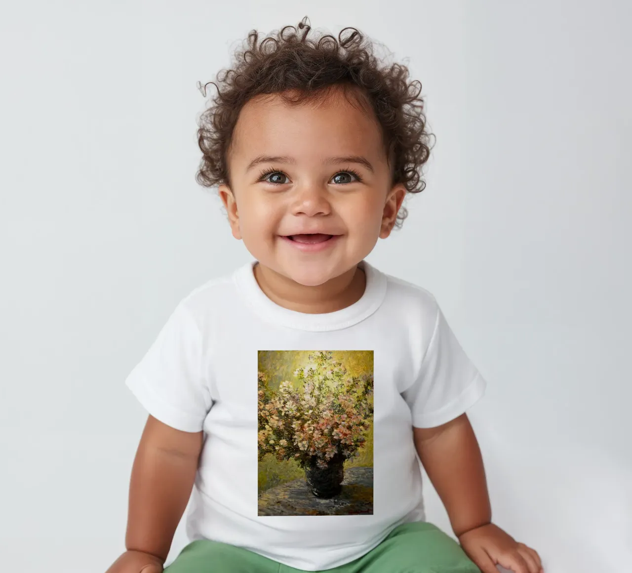 composizione floreale centrotavola claude monet maglietta neonato da belong shop