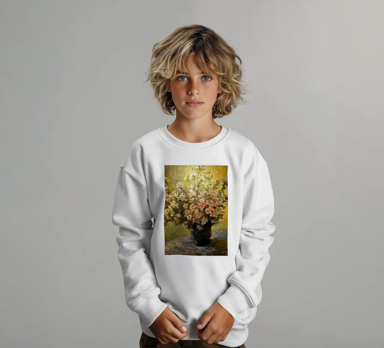 composizione floreale centrotavola claude monet felpa bambino da belong shop