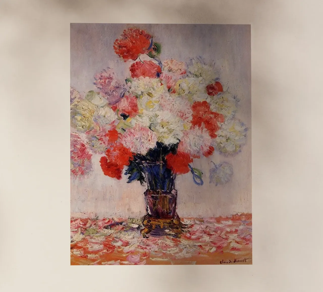 fiori rossi arredamento d'interni claude monet pellicola backlit da belong shop