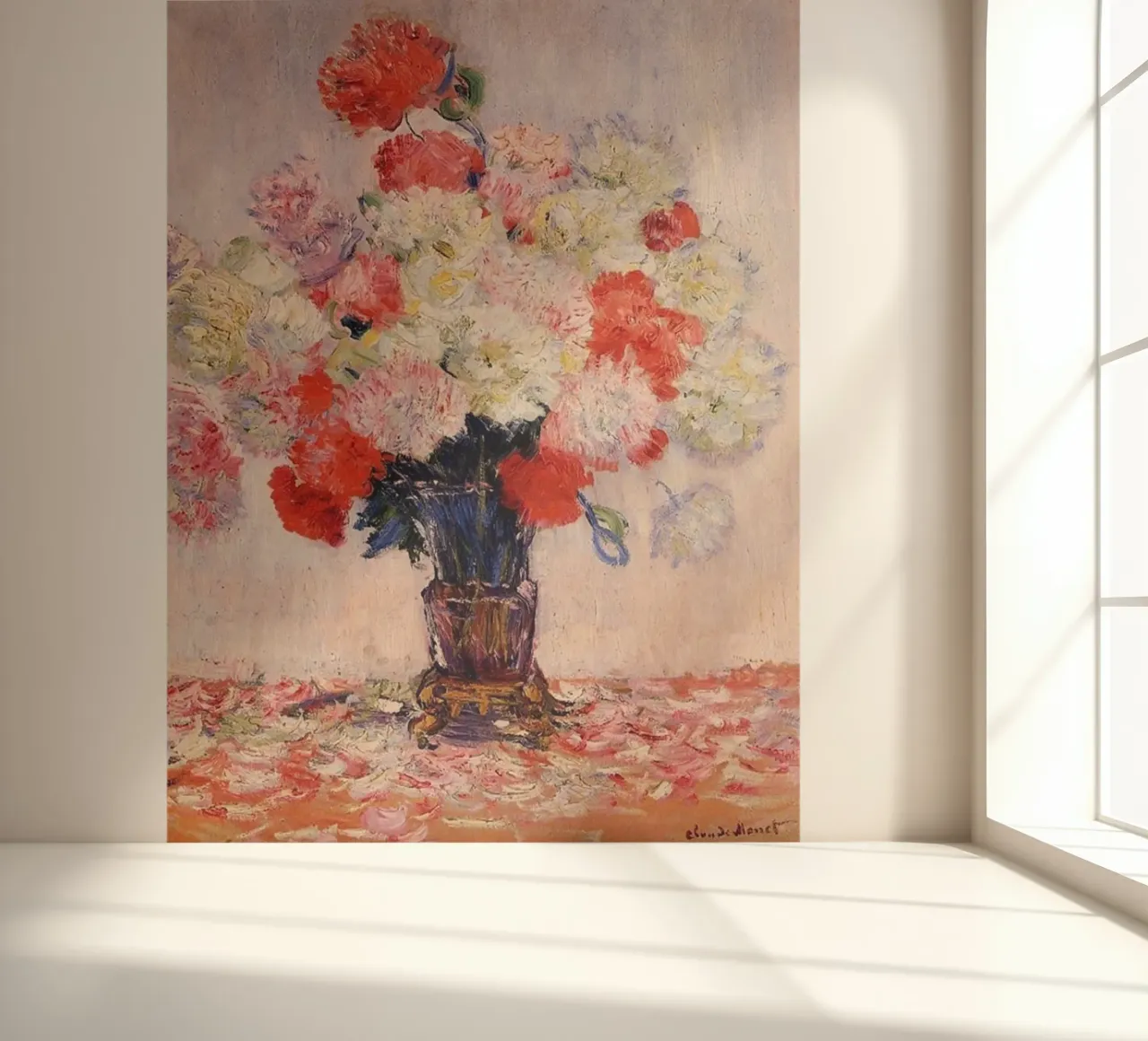 red flowers interior decor claude monet photo wallpaper by belong shop