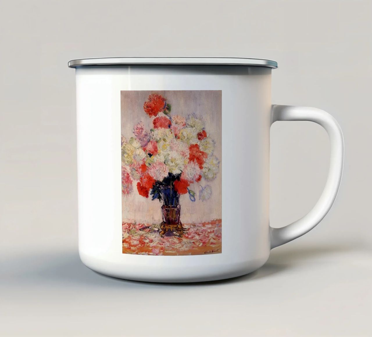 fiori rossi arredamento d'interni claude monet tazza in smalto da belong shop