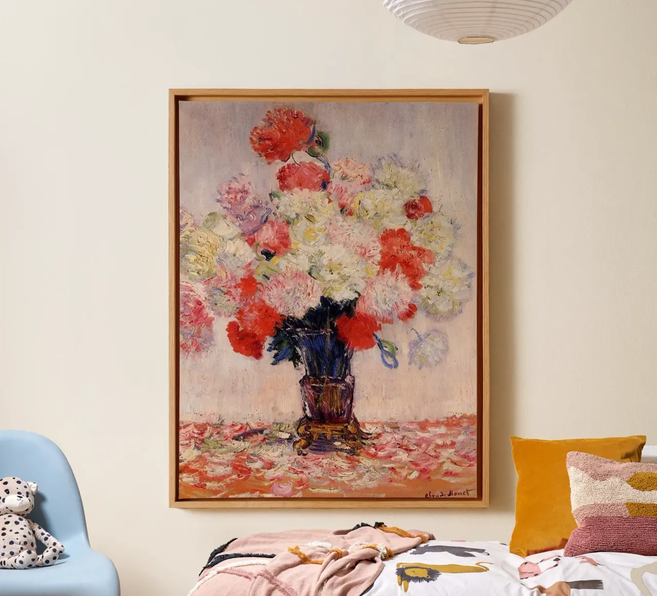 fiori rossi arredamento d'interni claude monet tela con Cornice a cassetta da belong shop