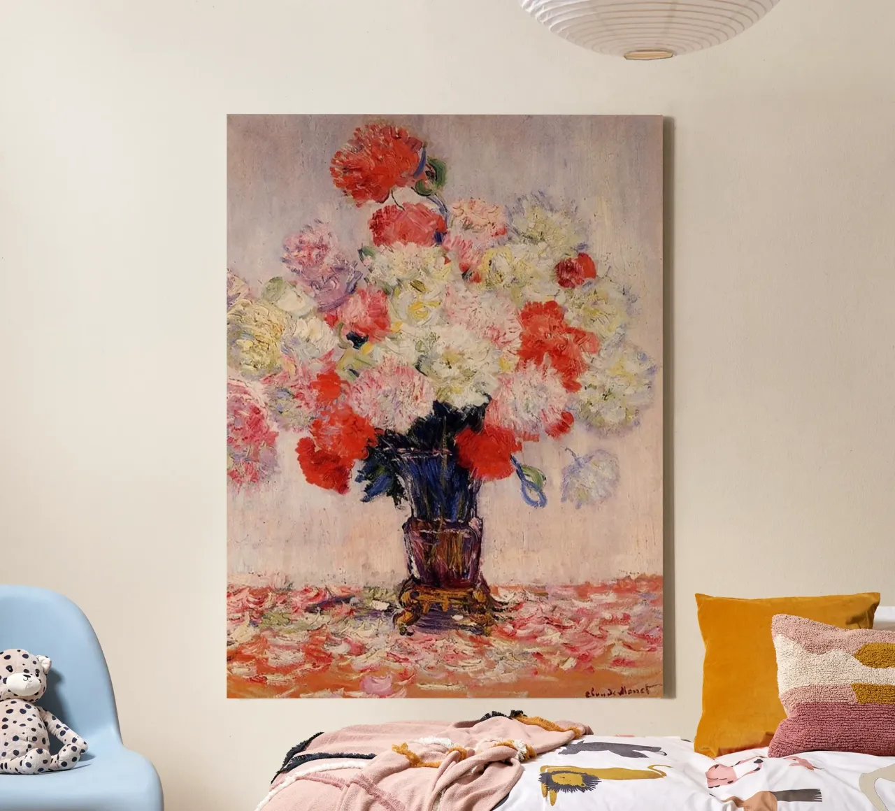 fiori rossi arredamento d'interni claude monet tela con Cornice a cassetta da belong shop