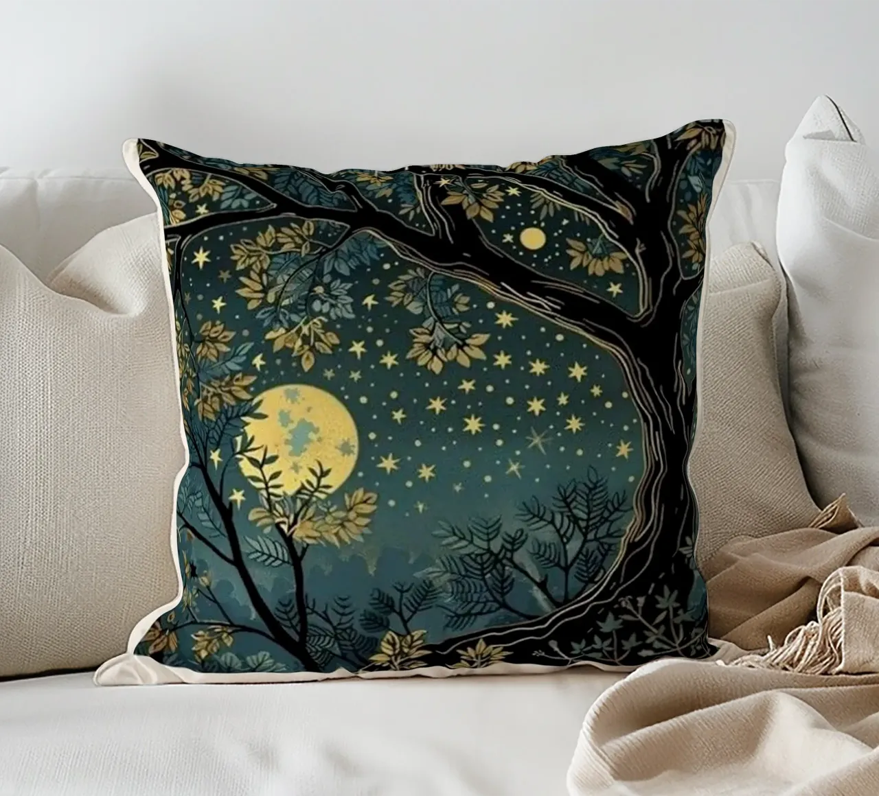 luna e stelle di notte william morris cuscino da komo store