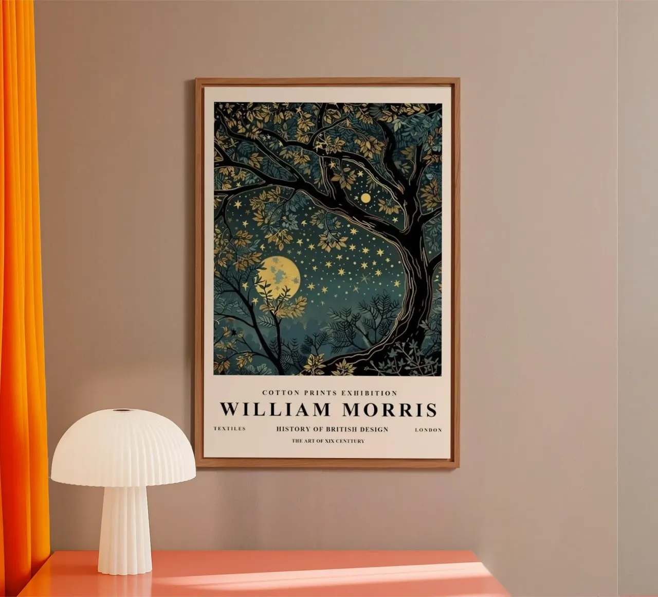 luna e stelle di notte william morris alluminio dibond da komo store