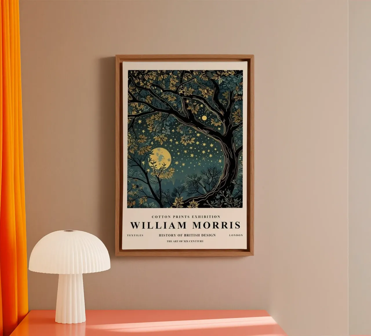 maan en sterren bij nacht william morris canvas met Baklijst van komo store