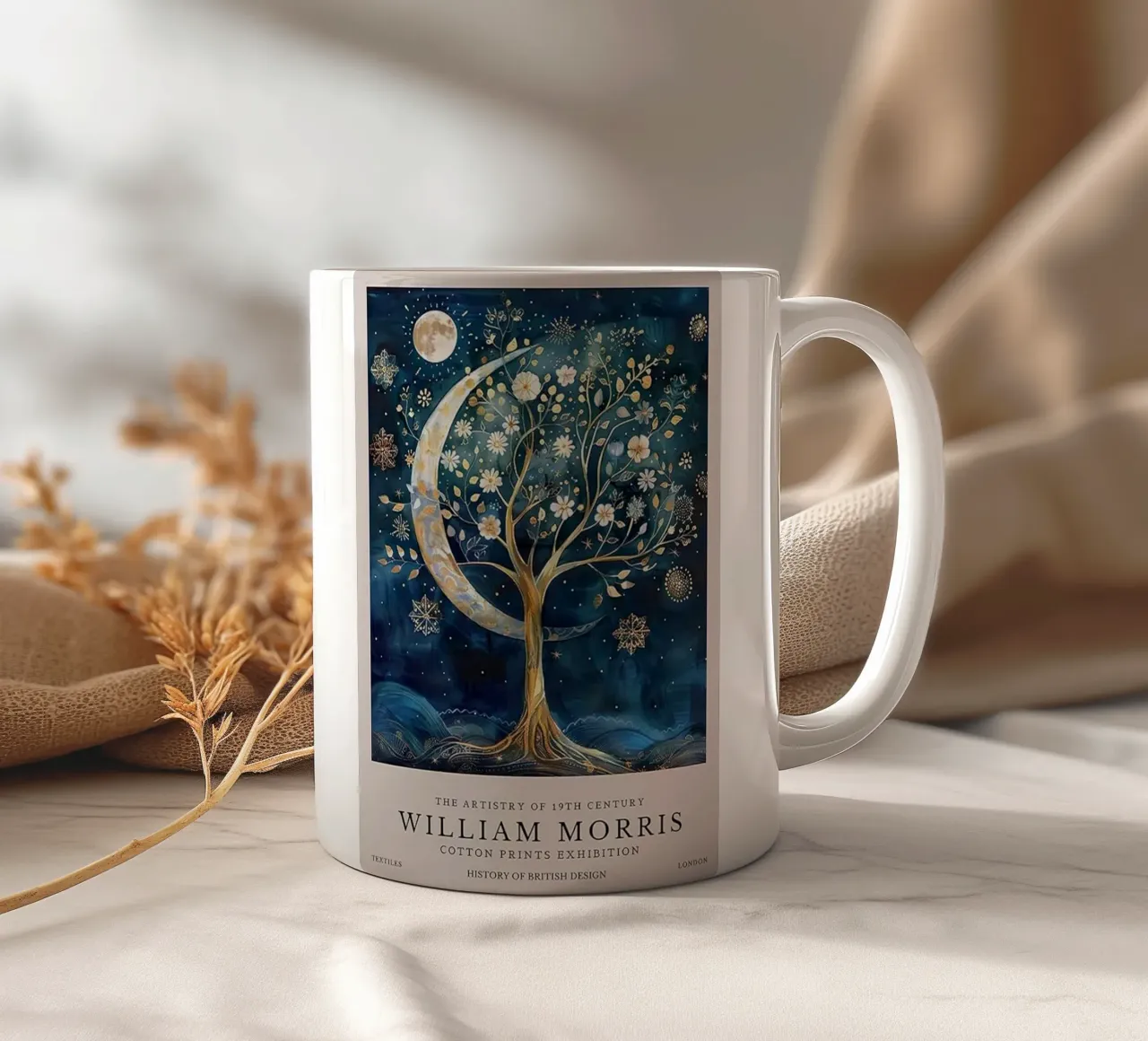 fiori serenità celeste crepuscolo william morris tazza in ceramica da komo store