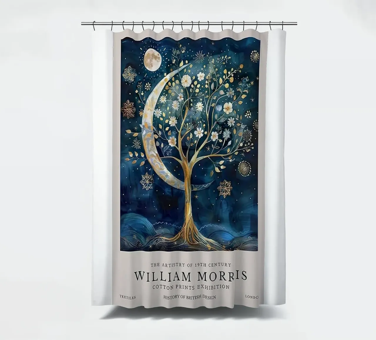 fiori serenità celeste crepuscolo william morris tenda da doccia da komo store