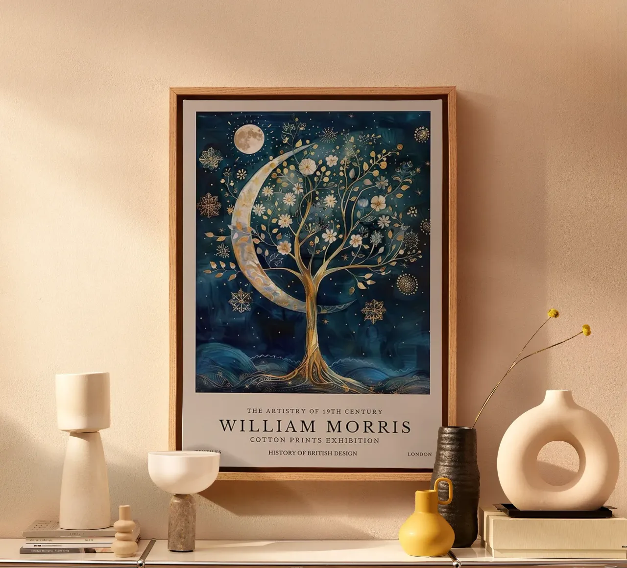 fiori serenità celeste crepuscolo william morris tela con Cornice a cassetta da komo store